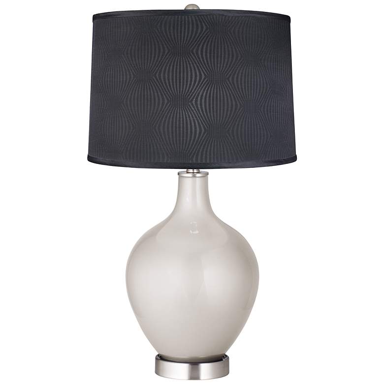 Image 1 Silver Lining Metallic Patterned Gray Shade Ovo Table Lamp