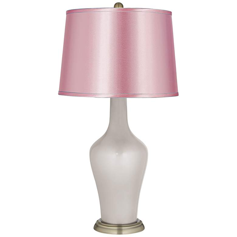 Image 1 Silver Lining Metallic Satin Pale Pink Shade Anya Table Lamp