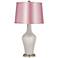 Silver Lining Metallic Satin Pale Pink Shade Anya Table Lamp