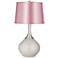 Silver Lining Metallic Satin Pale Pink Shade Spencer Lamp