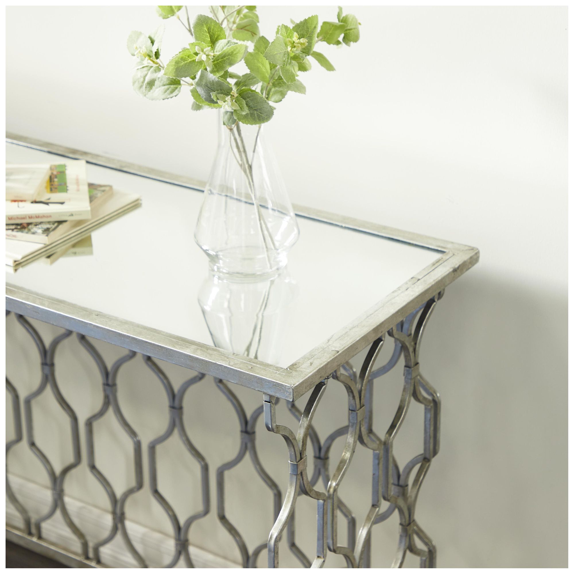 Image 2 Silver Metal Contemporary Console Table, 55" x 18" x 32" more views