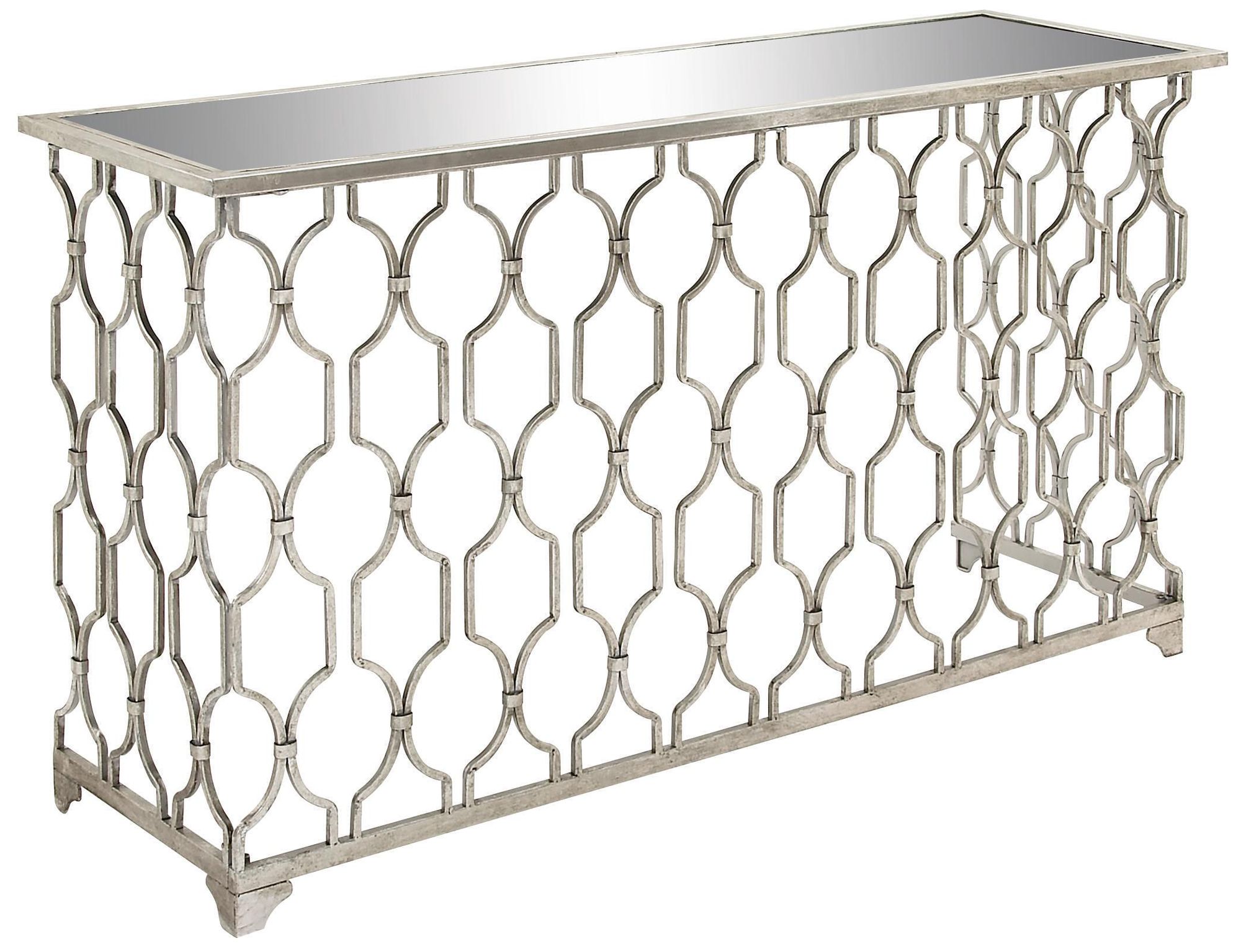 Image 4 Silver Metal Contemporary Console Table, 55" x 18" x 32" more views