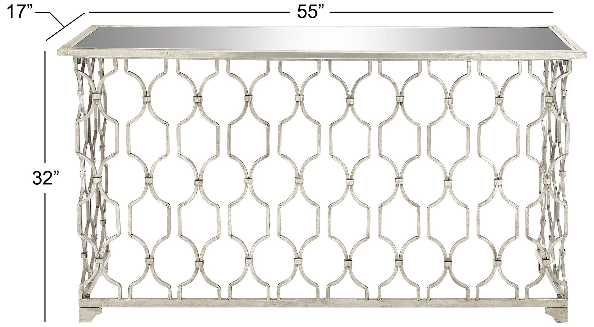 Image 5 Silver Metal Contemporary Console Table, 55" x 18" x 32" more views