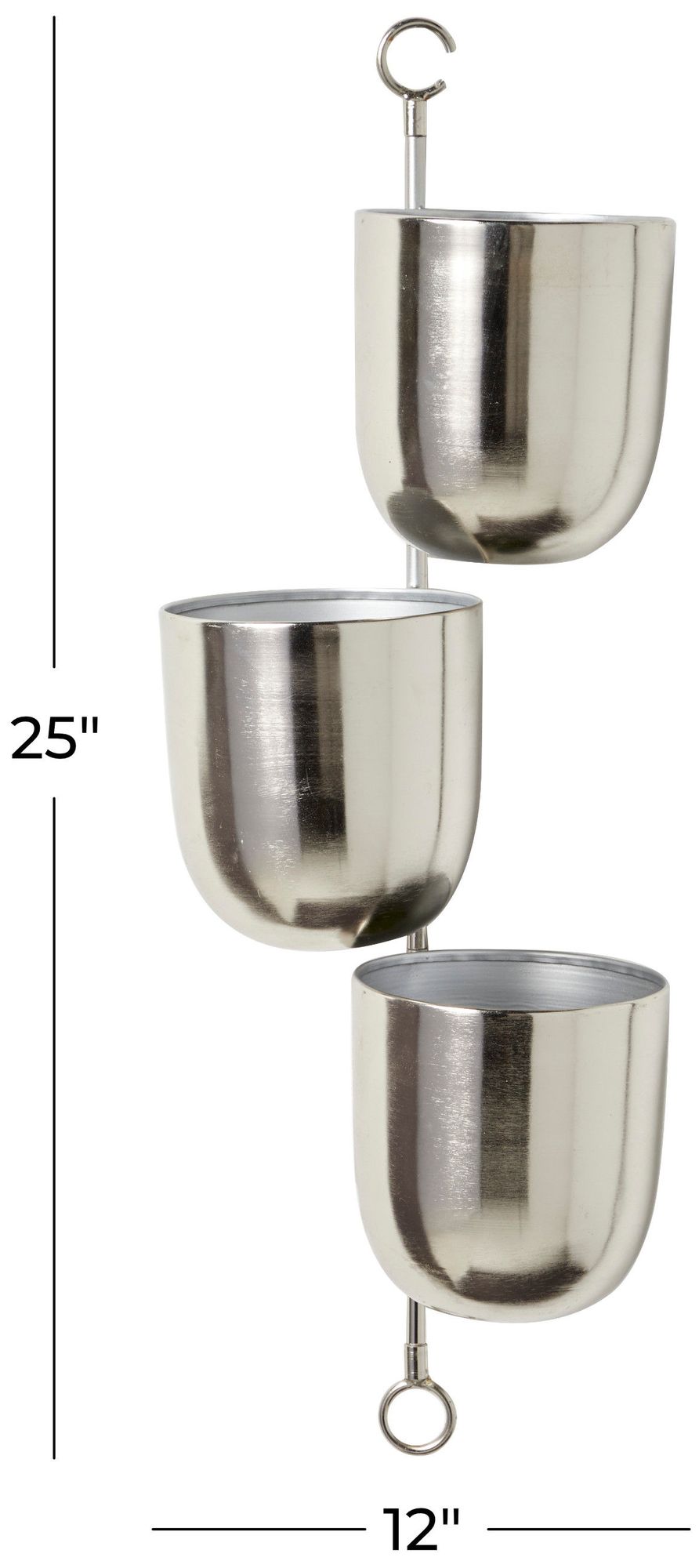 Image 6 Silver Metal Contemporary Planter, 12" x 12" x 25" more views