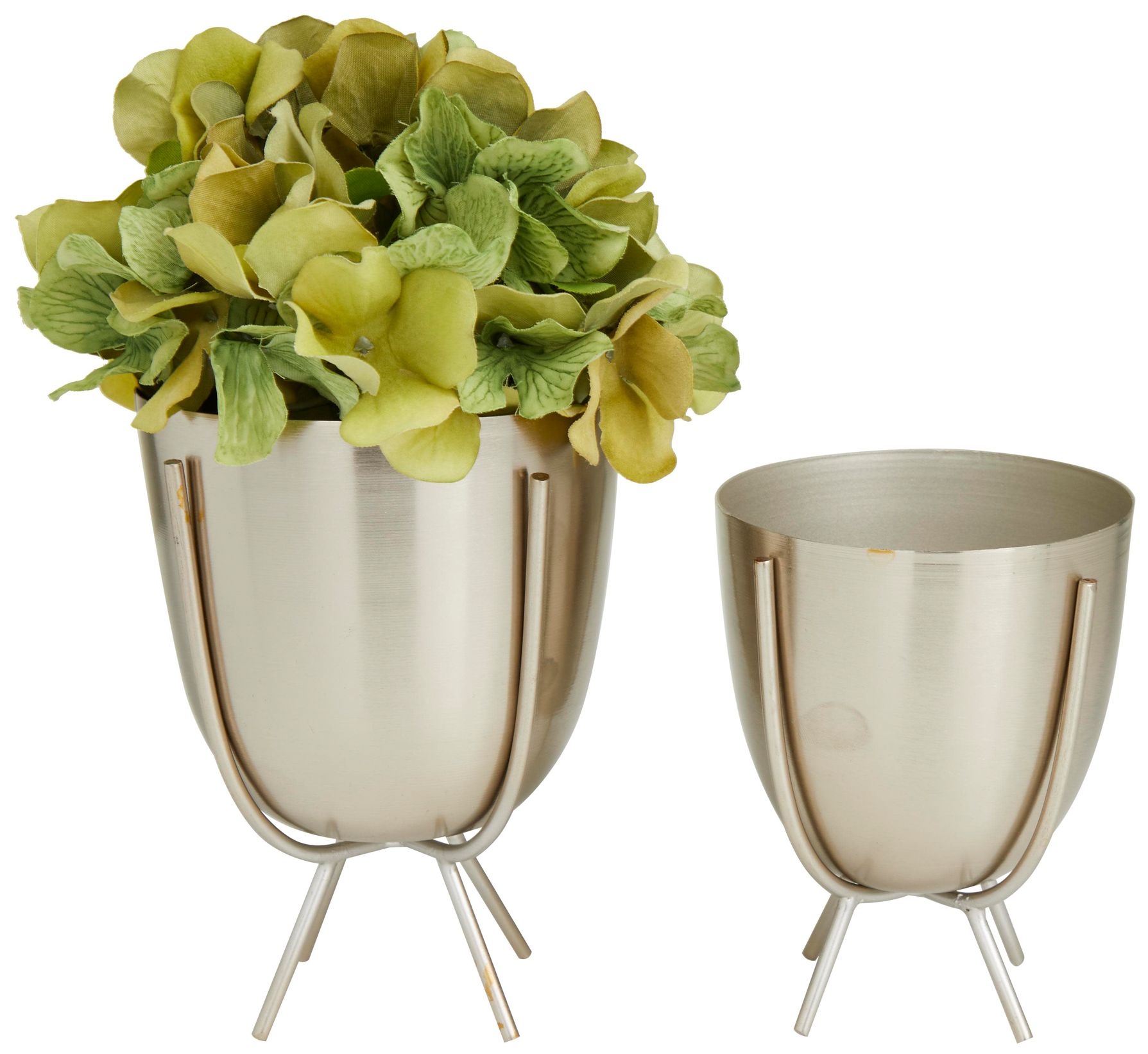 Image 2 Silver Metal Contemporary Planter, S/2 7", 6"H