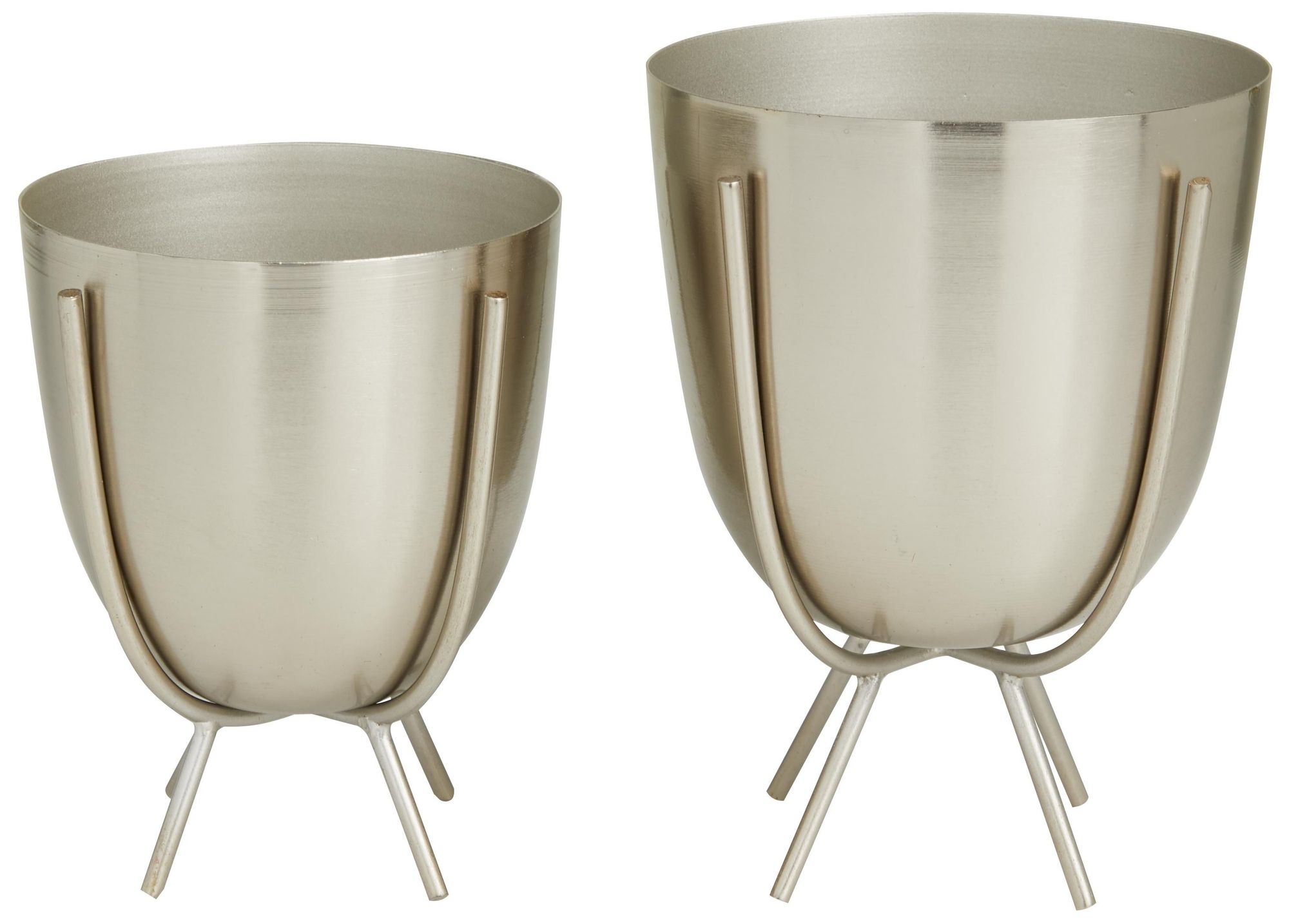 Image 5 Silver Metal Contemporary Planter, S/2 7", 6"H more views