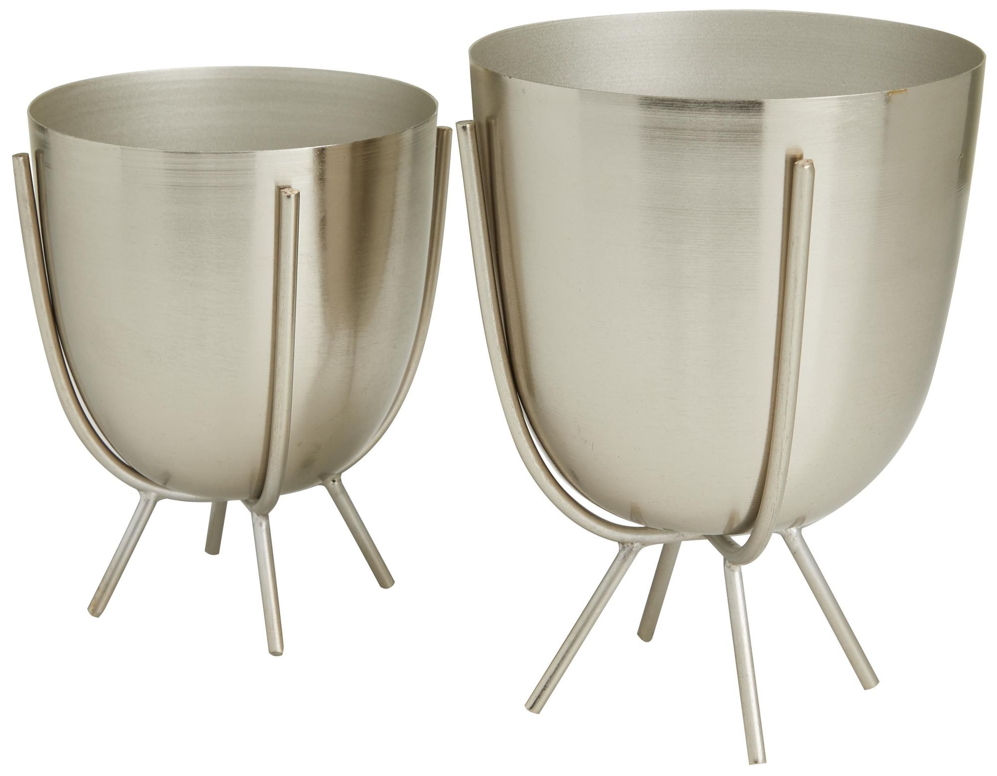 Image 6 Silver Metal Contemporary Planter, S/2 7", 6"H more views