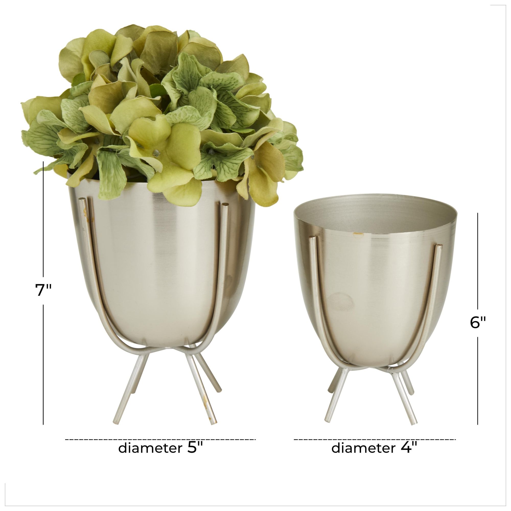 Image 7 Silver Metal Contemporary Planter, S/2 7", 6"H more views