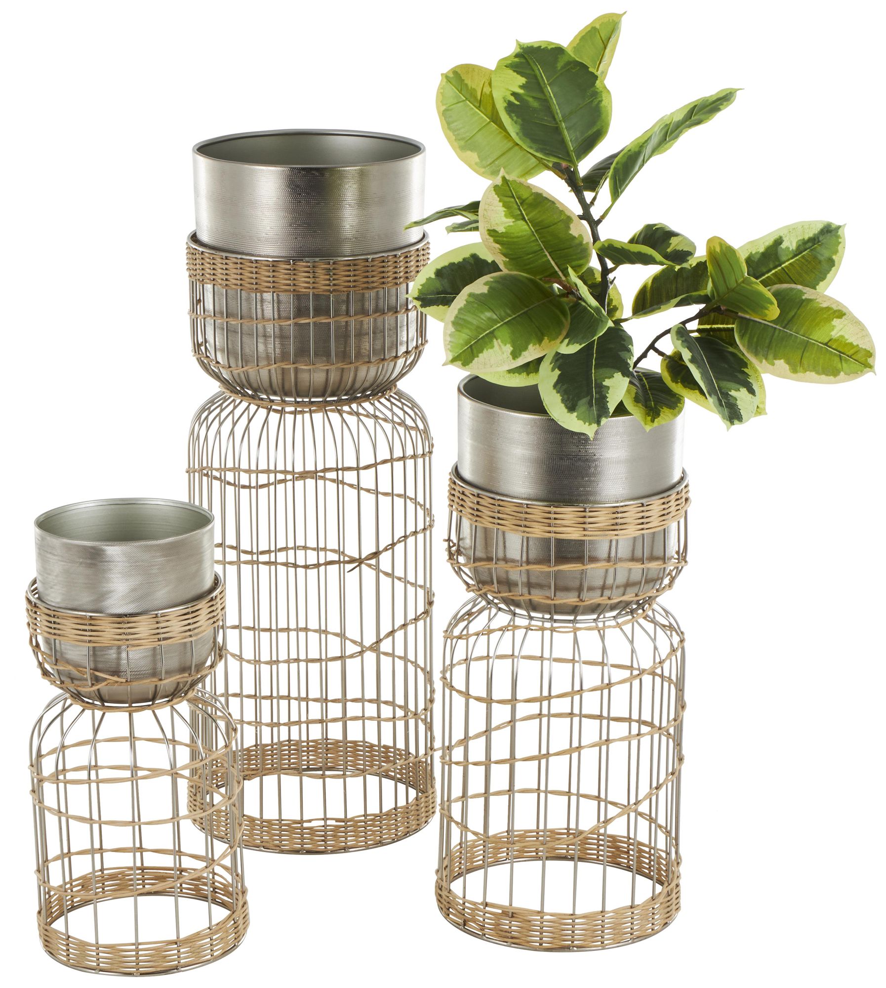 Image 2 Silver Metal Contemporary Planter, S/3 30", 23", 18"H