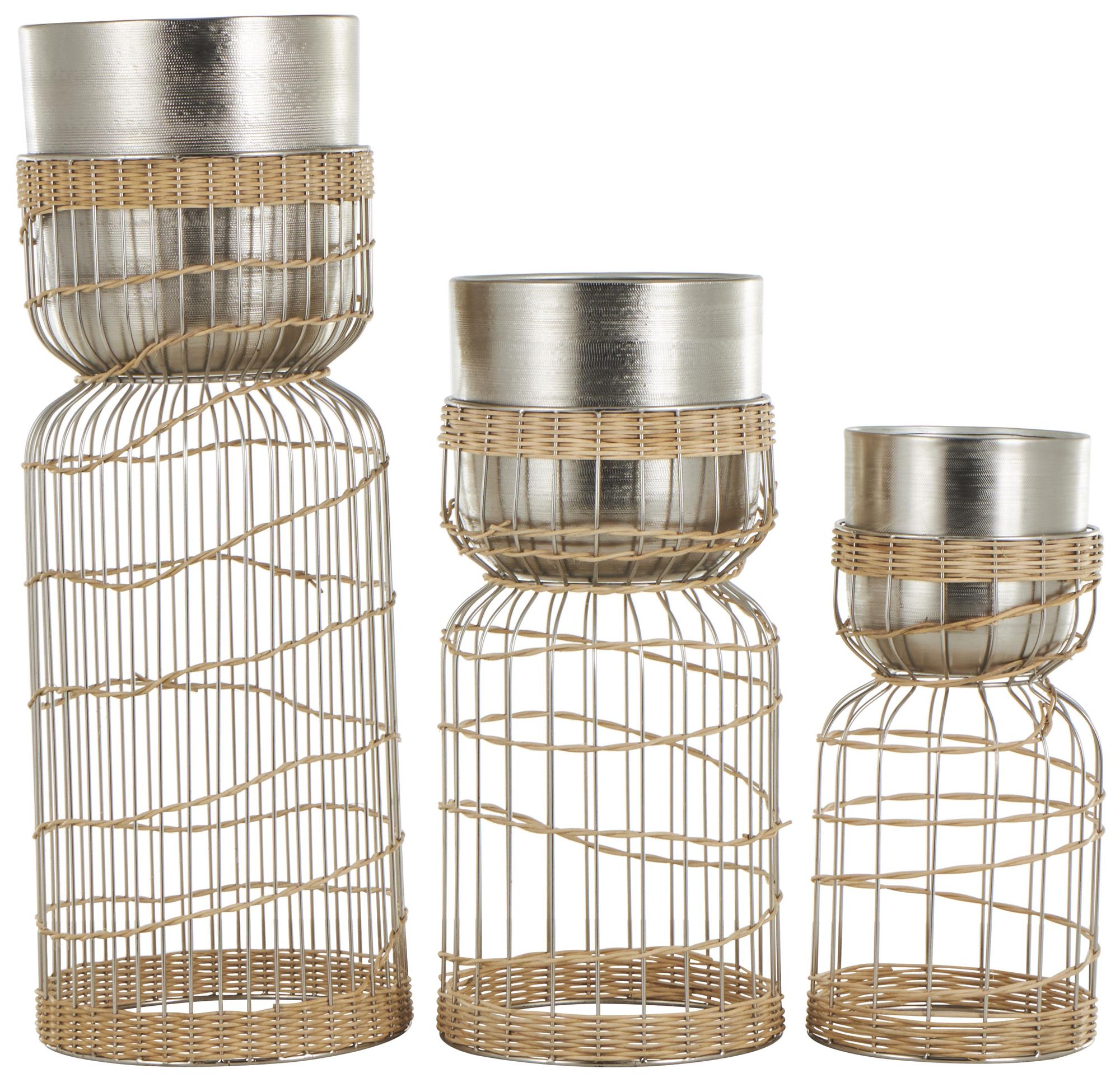 Image 4 Silver Metal Contemporary Planter, S/3 30", 23", 18"H more views