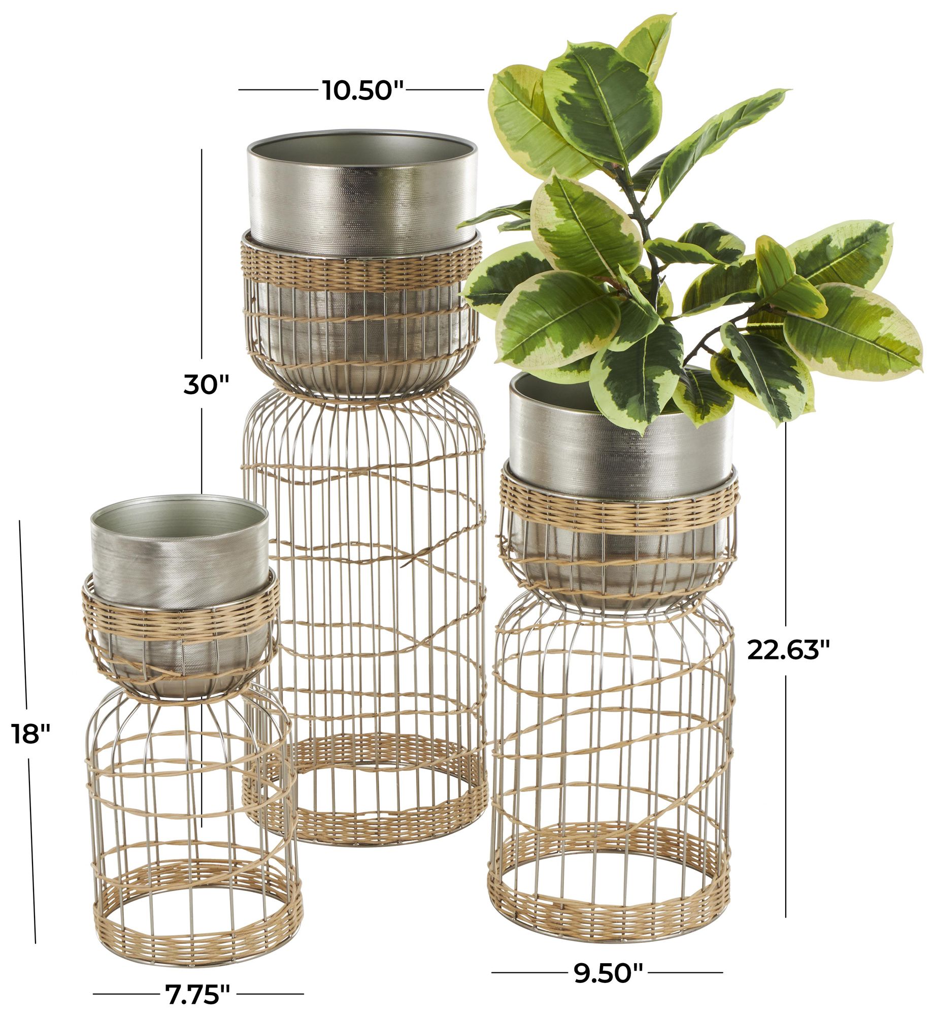 Image 6 Silver Metal Contemporary Planter, S/3 30", 23", 18"H more views