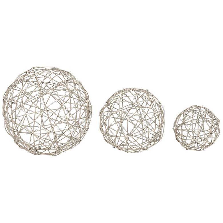 Image 1 Silver Metal Contemporary Sculpture, S/3 8", 6", 4"D