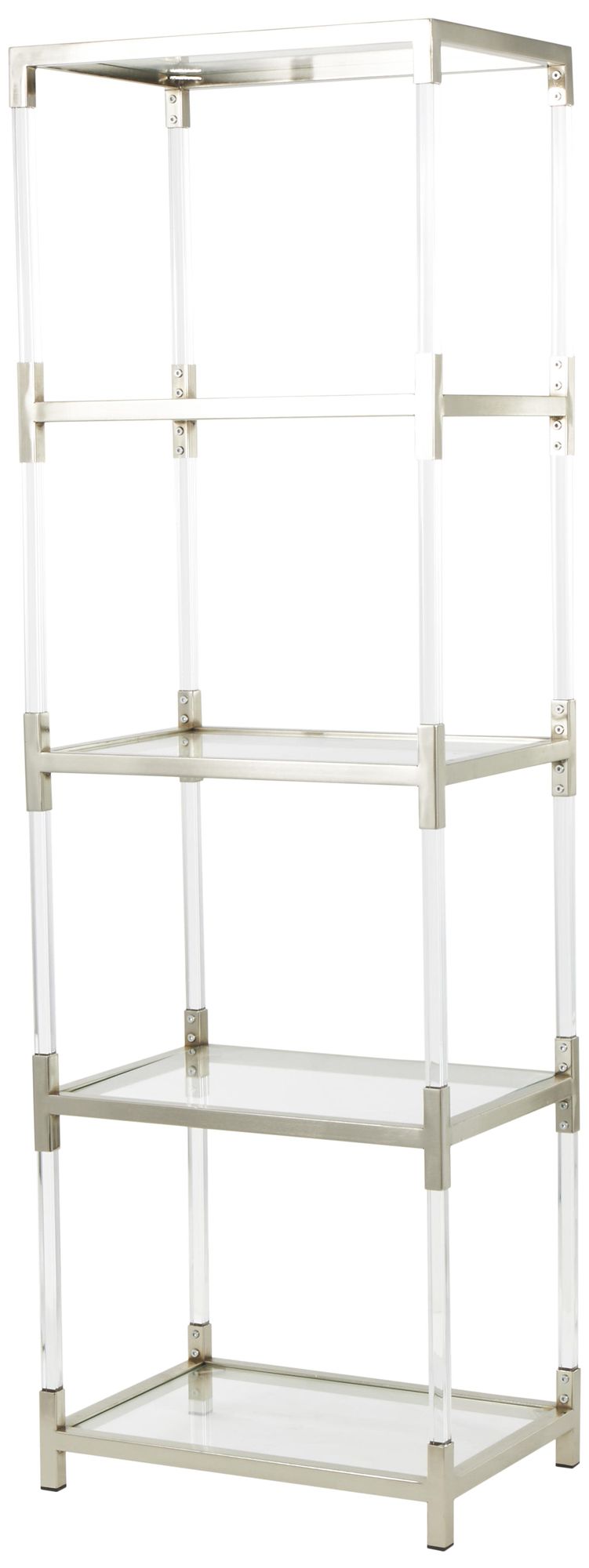 Thumbnail1 of Silver Metal Contemporary Shelving Unit, 22" x 16" x 70"