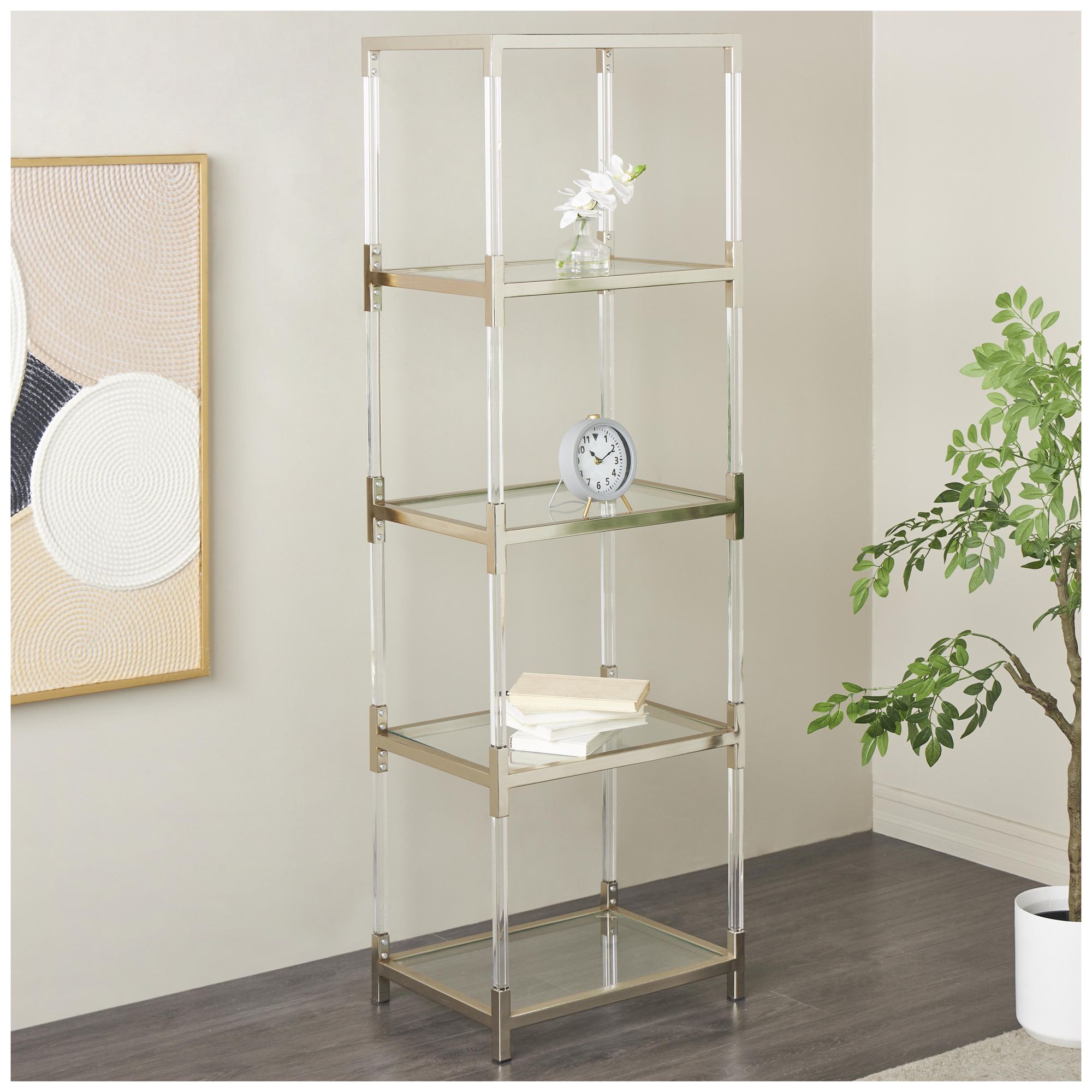 Thumbnail4 of Silver Metal Contemporary Shelving Unit, 22" x 16" x 70" more views