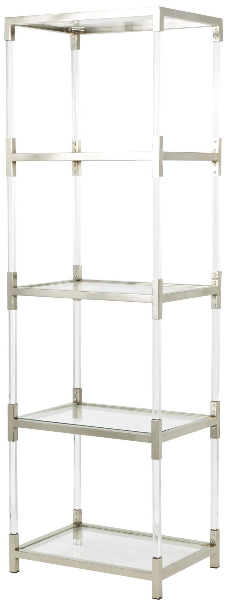 Silver Metal Contemporary Shelving Unit, 22" x 16" x 70"