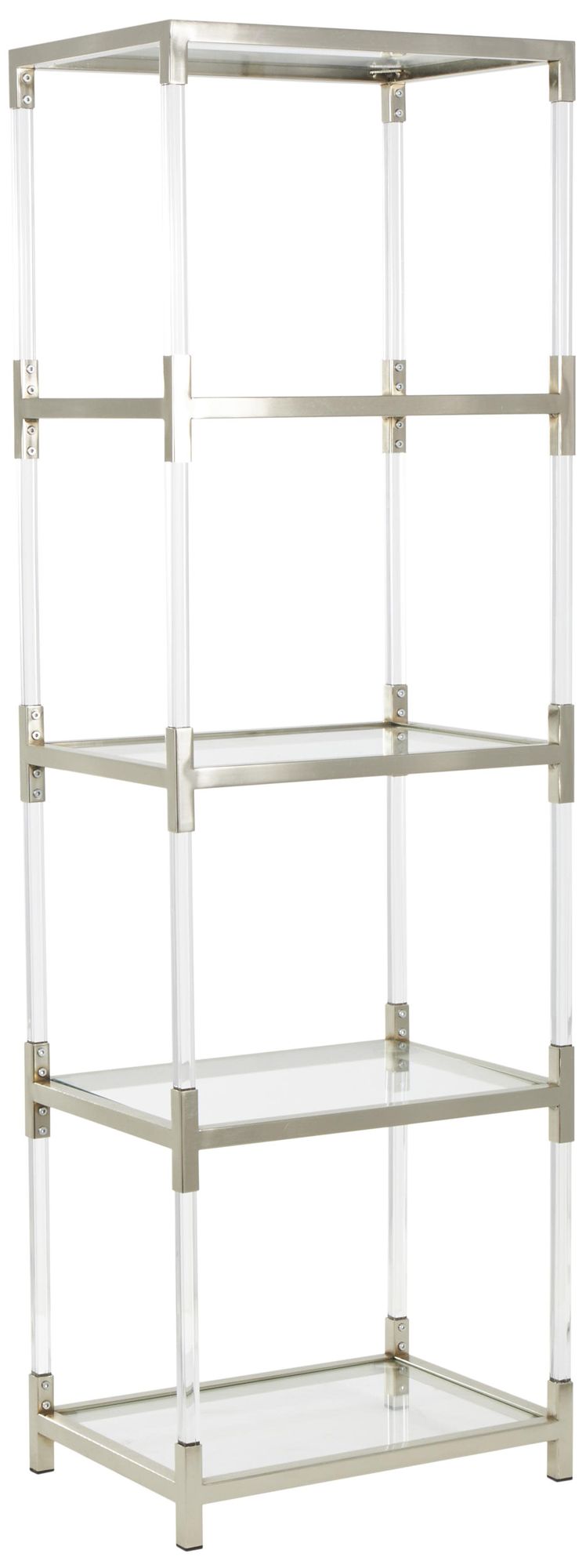 Silver Metal Contemporary Shelving Unit, 22" x 16" x 70"