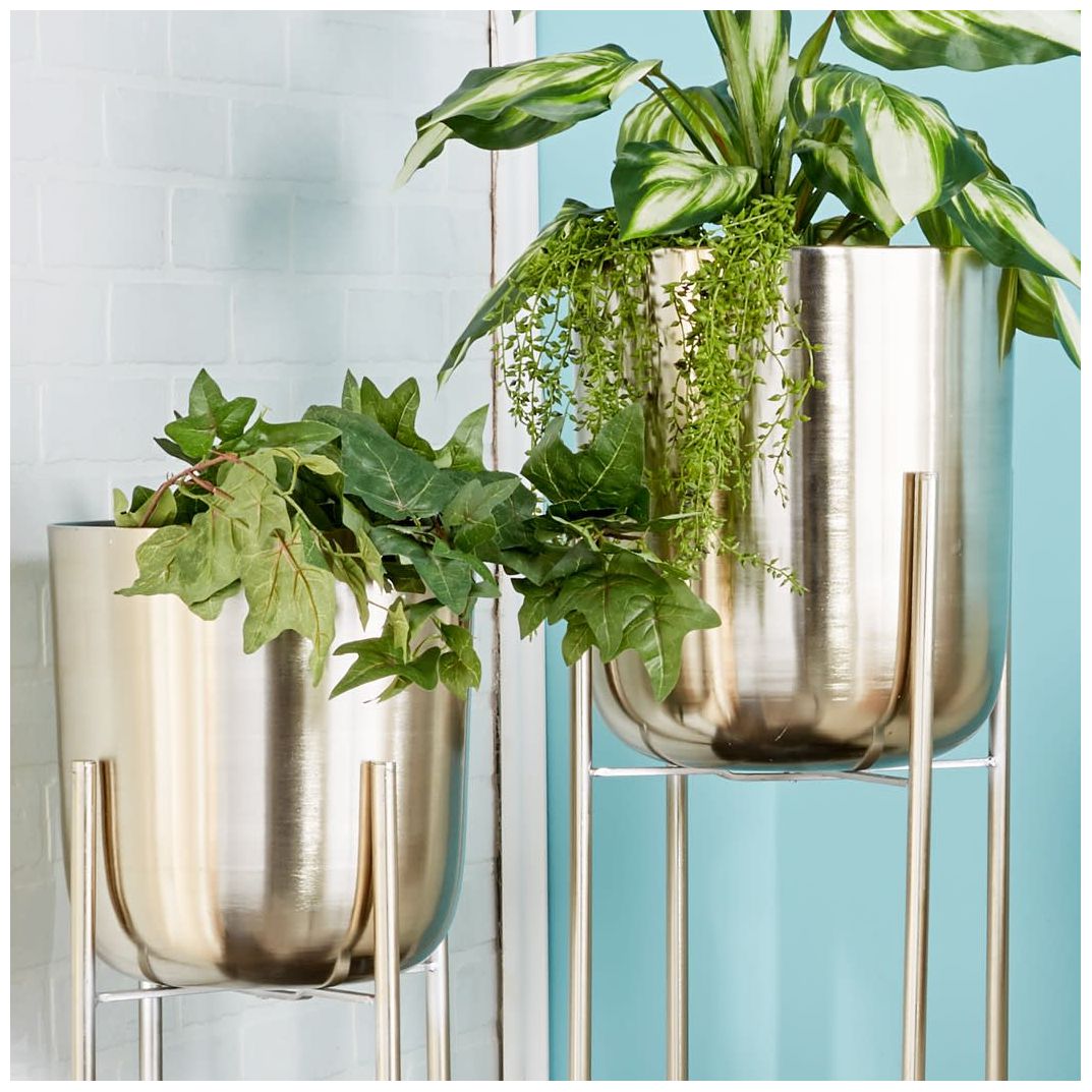 Image 3 Silver Metal Glam Planter, S/2 39", 46"H more views
