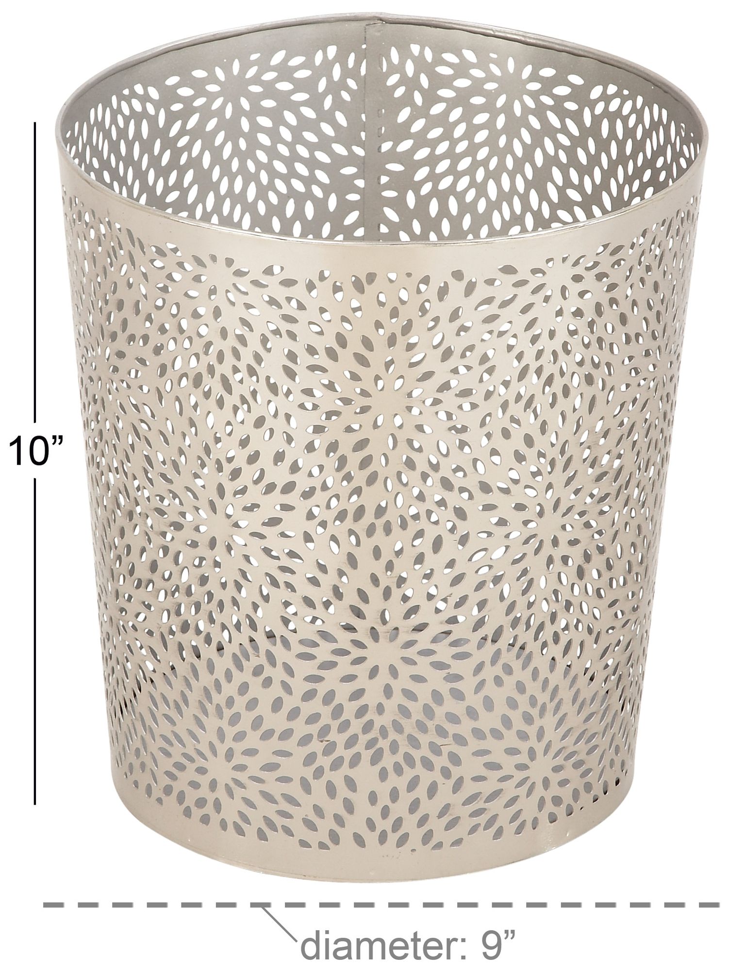 Image 5 Silver Metal Glam Small Waste Bin, 9" x 9" x 10" more views