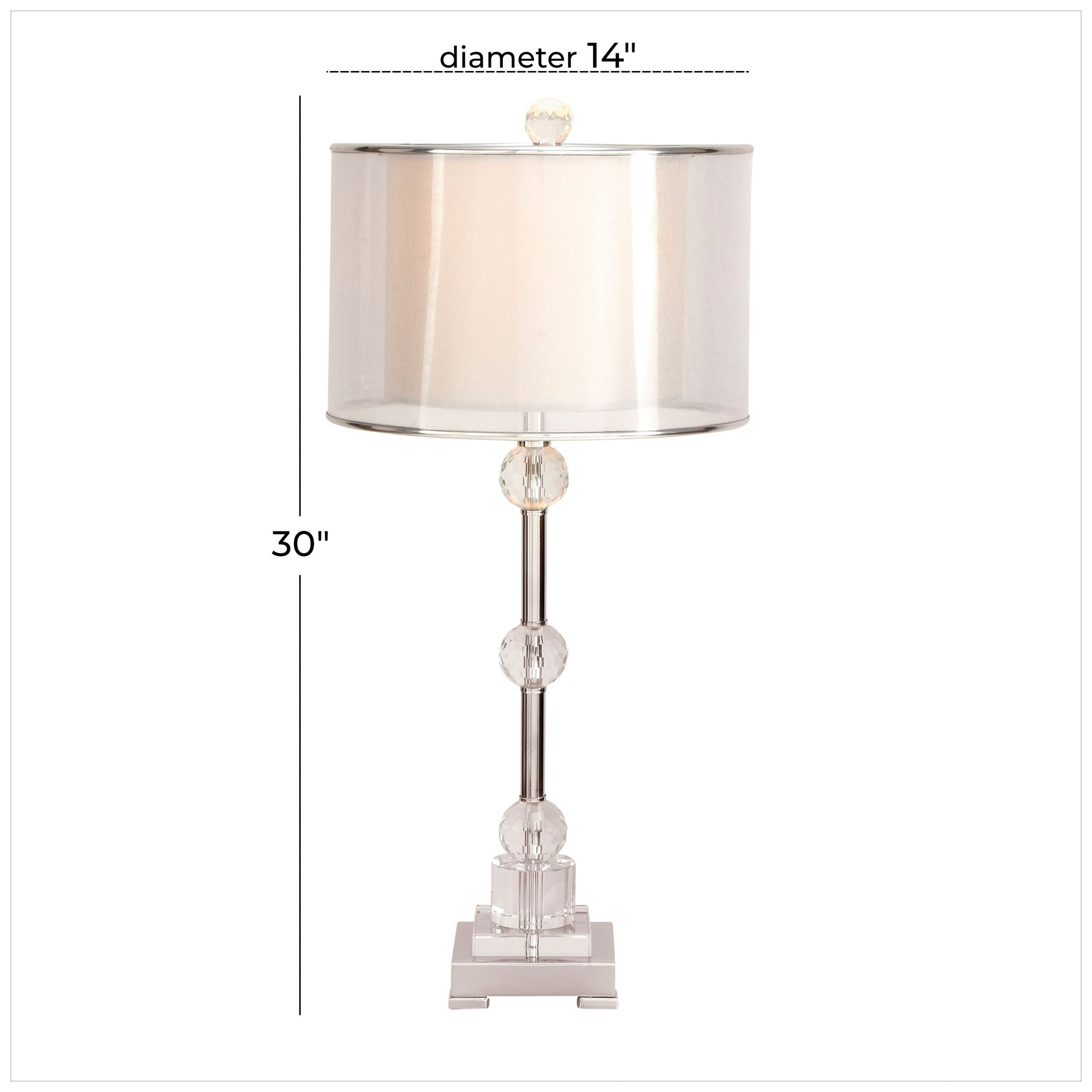 Image 5 Silver Metal Glam Table Lamp, 14" x 14" x 30" more views