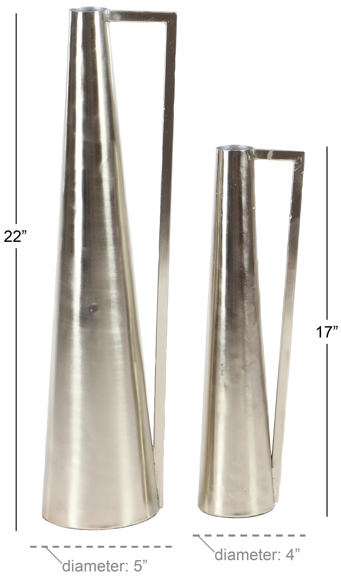 Image 6 Silver Metal Glam Vase, S/2 17", 22"H more views