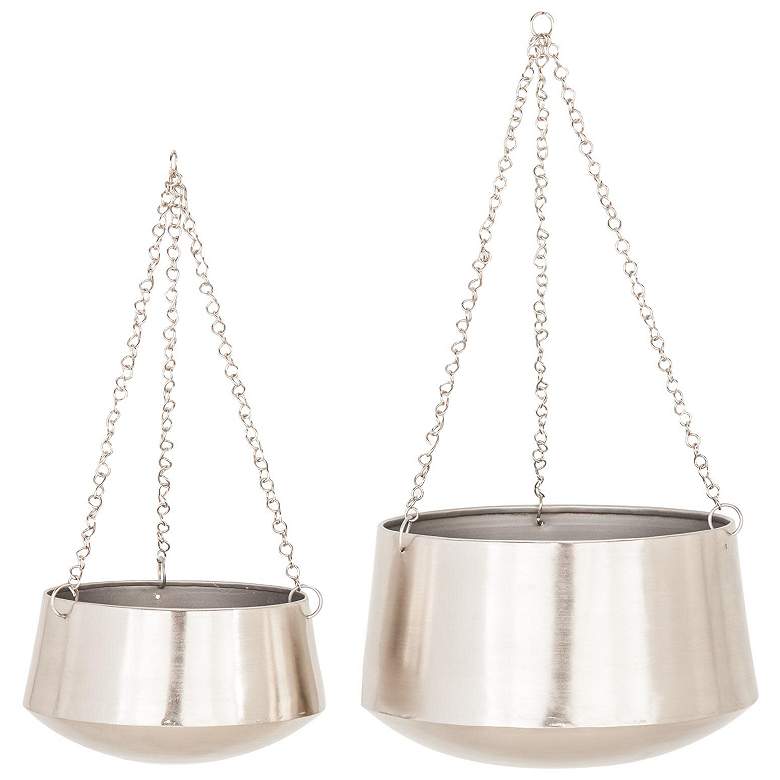 Image 1 Silver Metal Glam Wall Planter, S/2 5", 7"H