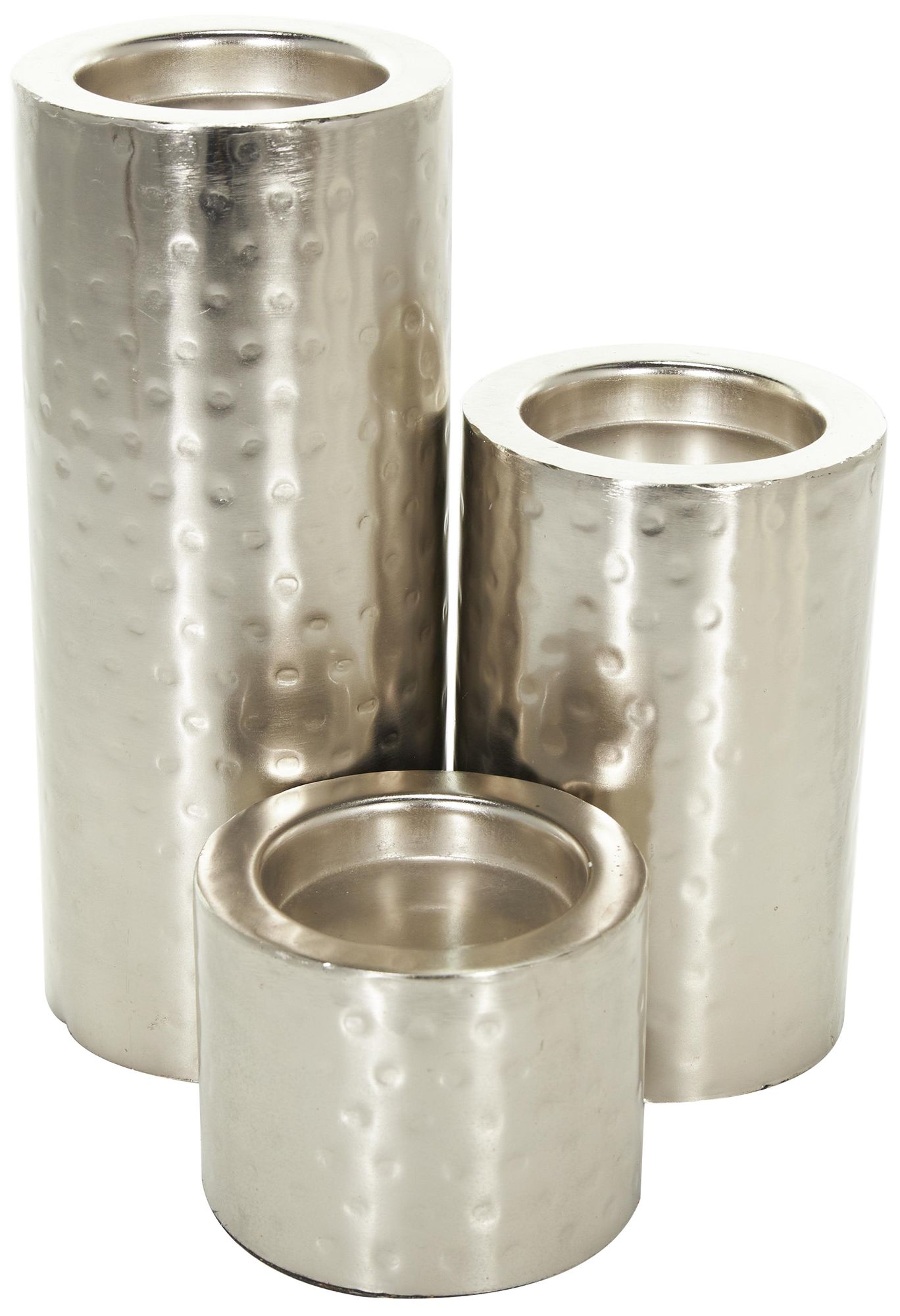 Image 6 Silver Metal Industrial Candle Holder, S/3 11", 7", 4"H more views