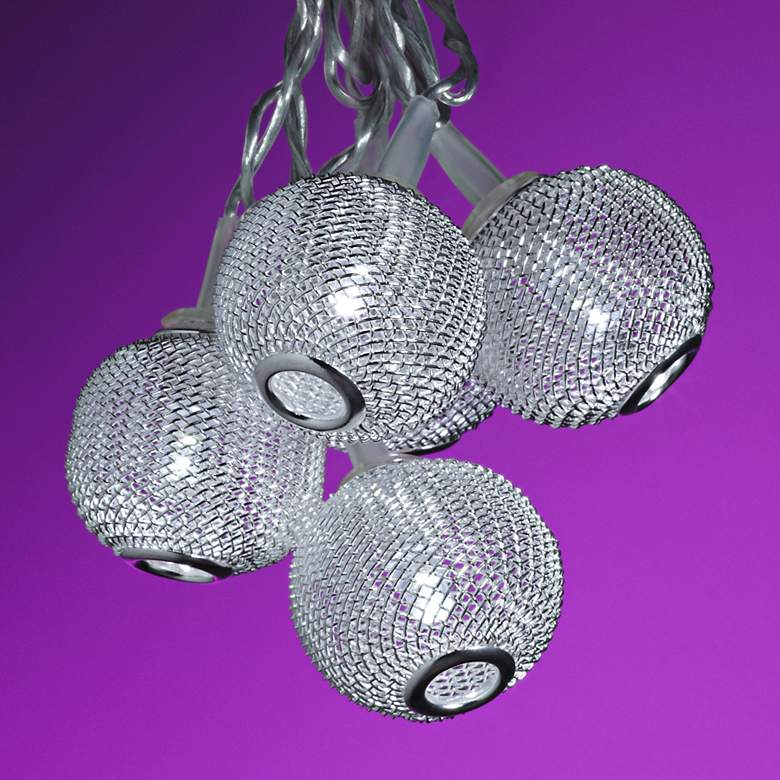 Image 1 Silver Metal Mini Globes 10-Light LED String Party Lights