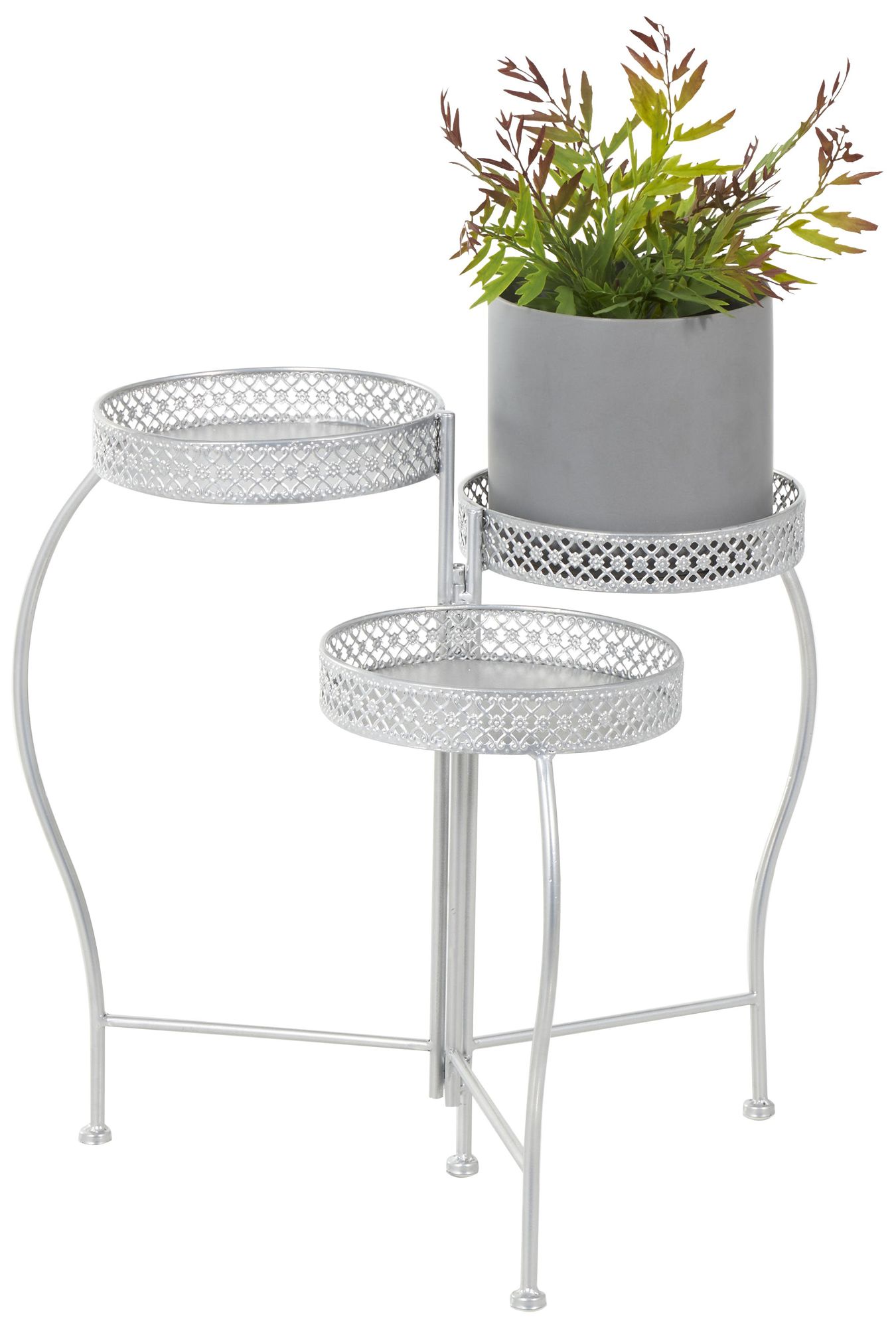 Image 2 Silver Metal Modern Plantstand, 17" x 17" x 20"
