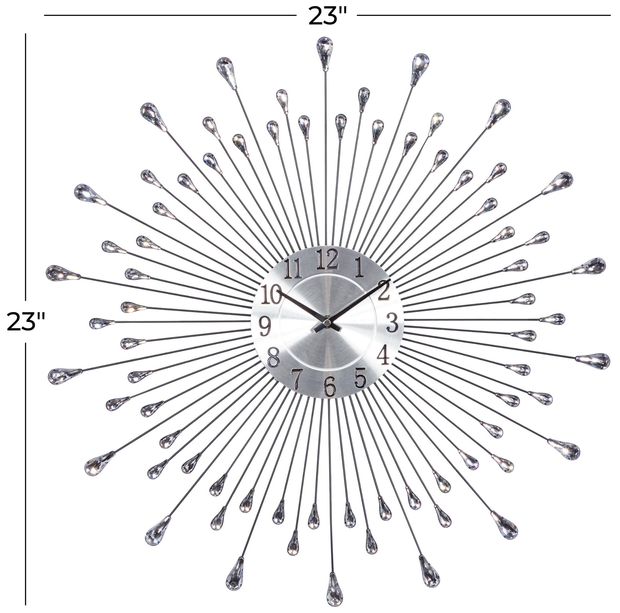 Silver Metal Modern Wall Clock, 23" x 2" x 23"