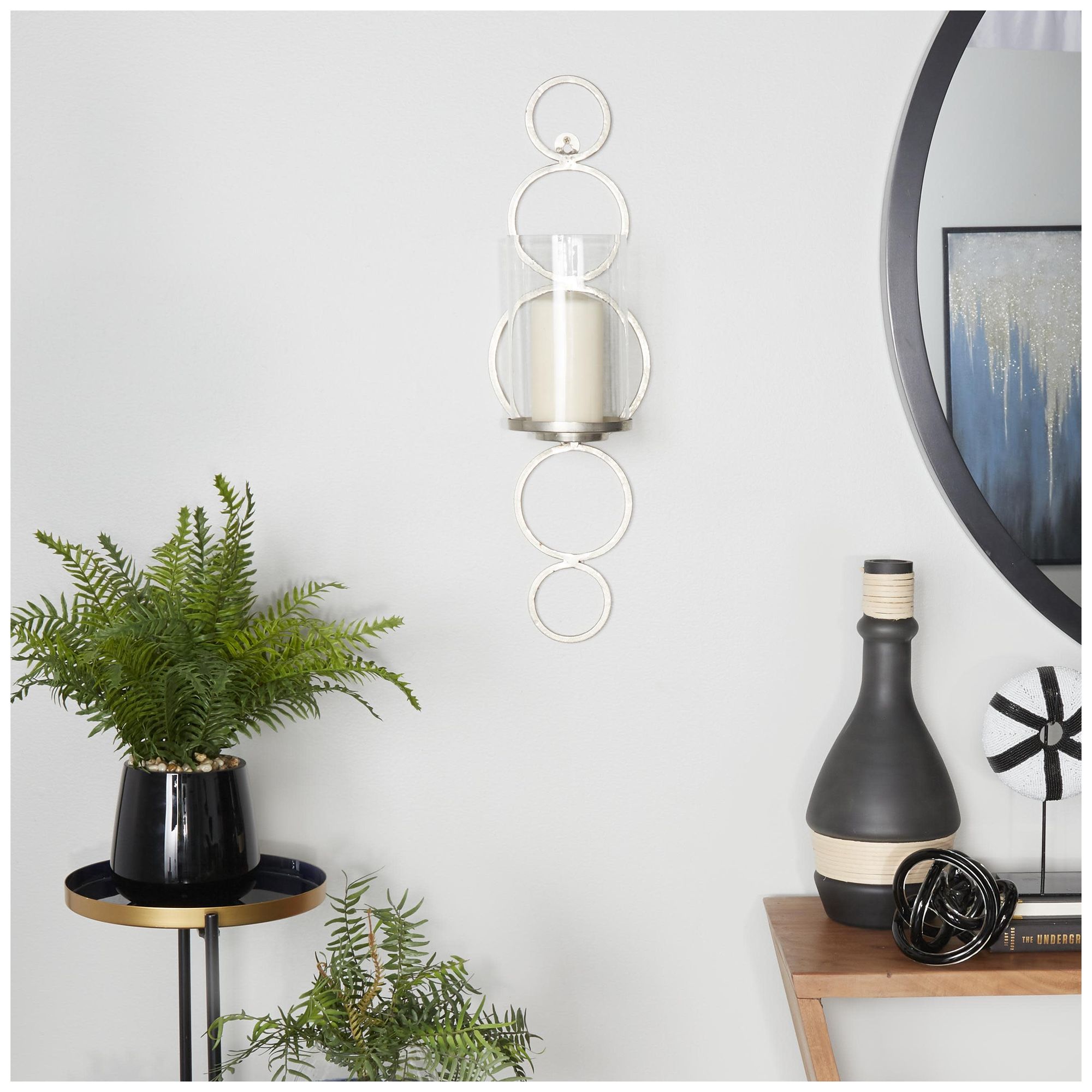 Image 3 Silver Metal Modern Wall Sconce, 7" x 7" x 25" more views