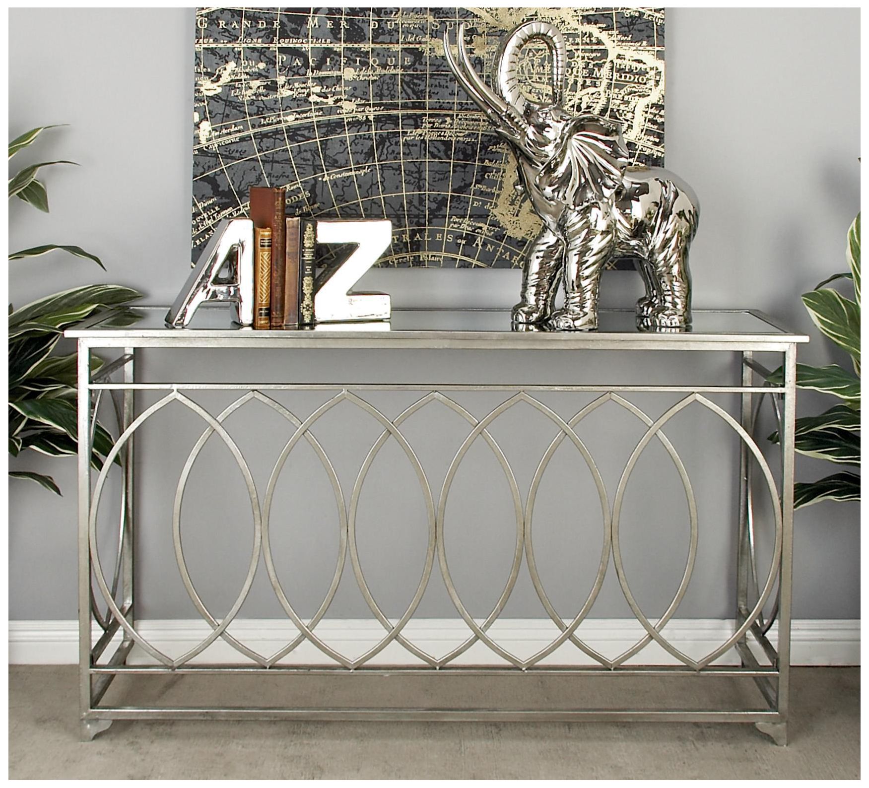 Image 3 Silver Metal Traditional Console Table, 54" x 16" x 32" more views