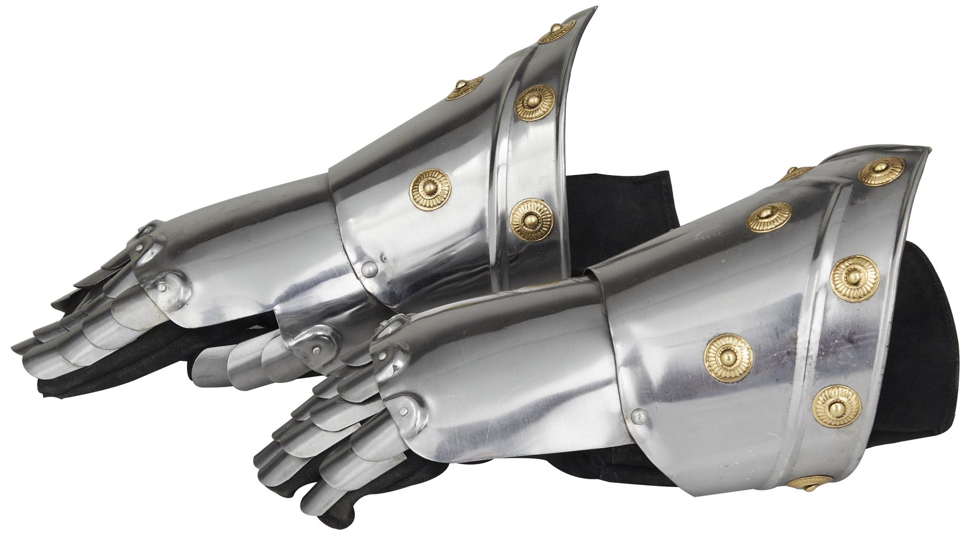 Image 6 Silver Metal Vintage Armor Gloves, S/2 14"W, 7"H more views