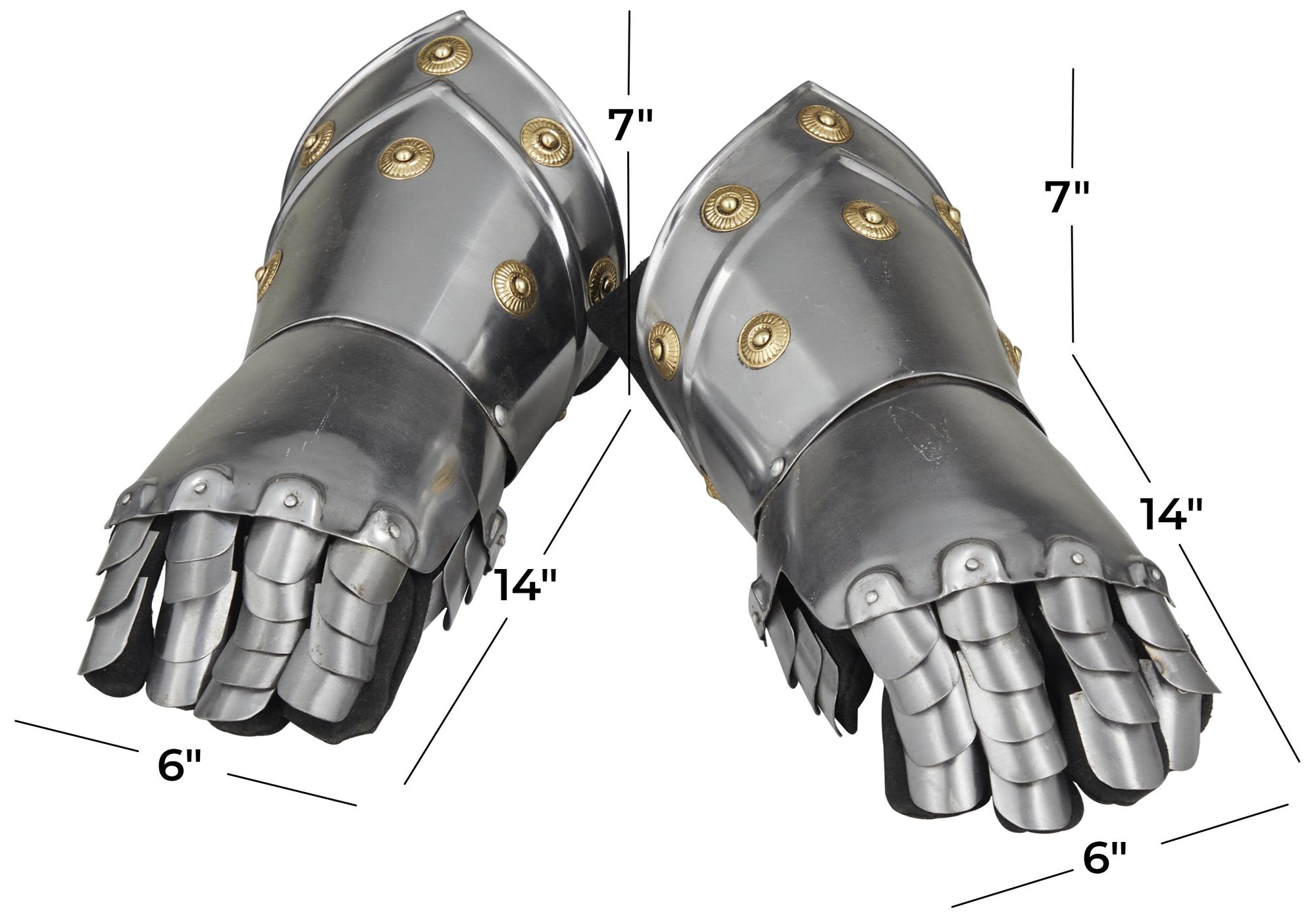 Image 7 Silver Metal Vintage Armor Gloves, S/2 14"W, 7"H more views