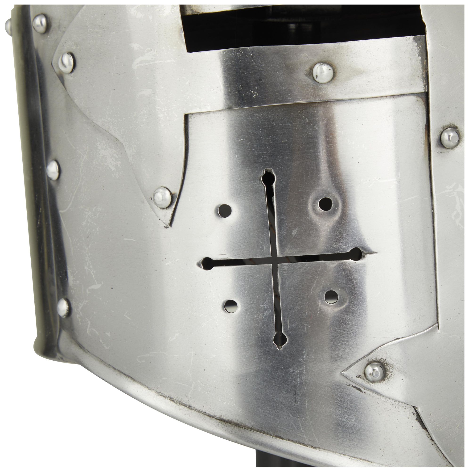 Image 4 Silver Metal Vintage Helmet, 9" x 10" x 18" more views