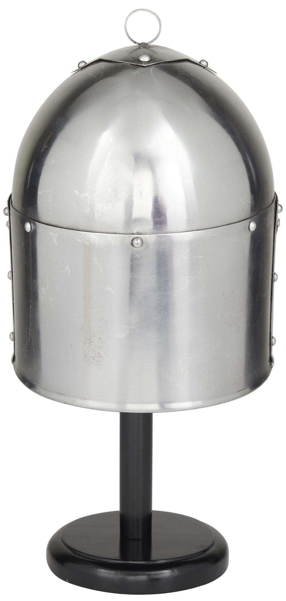 Image 5 Silver Metal Vintage Helmet, 9" x 10" x 18" more views