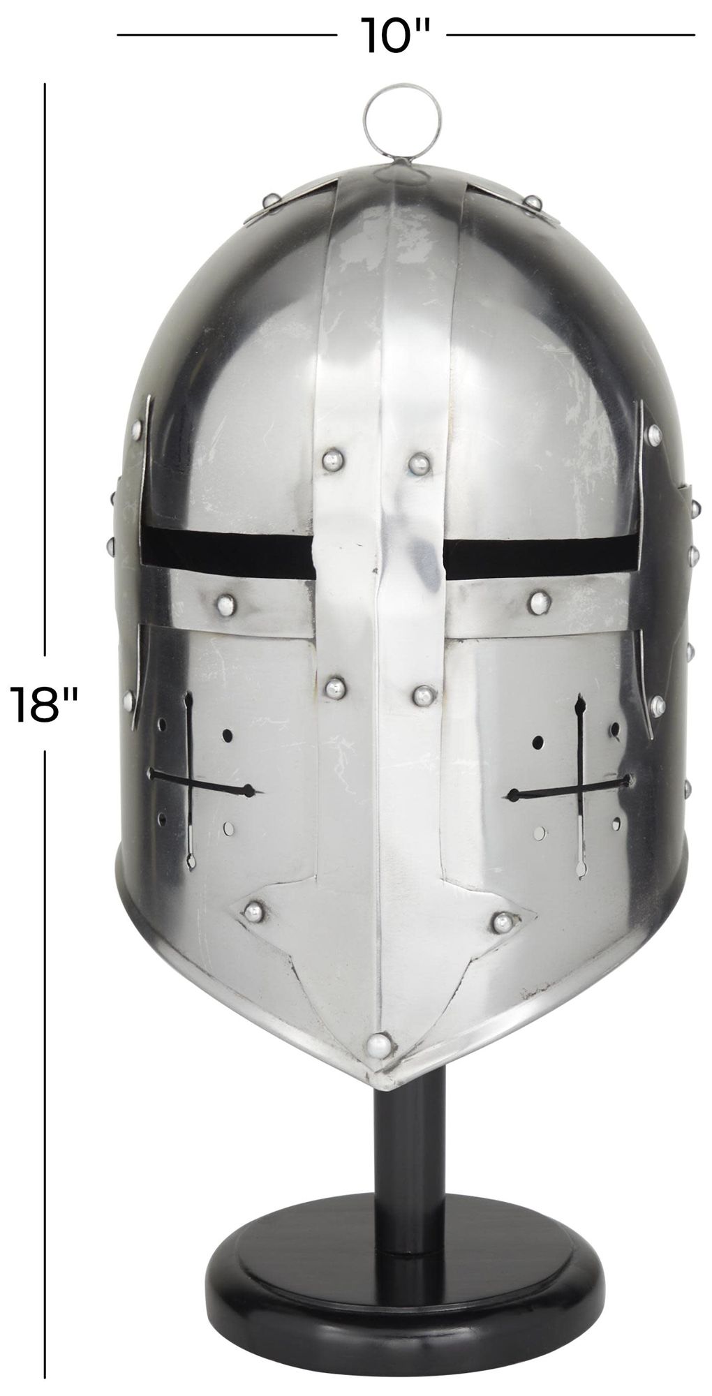 Image 7 Silver Metal Vintage Helmet, 9" x 10" x 18" more views