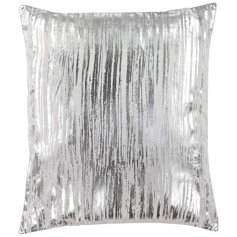 Image 1 Silver Metallic 26 inch Square Viscose Velvet Throw Pillow