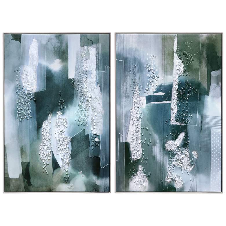 Image 1 Silver Mist I&II Crystallus Coated Wrapped Framed Glossy Canvas Wall Art