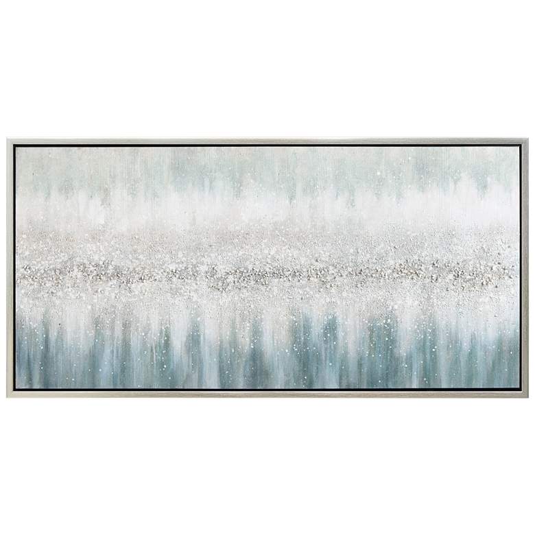 Image 1 Silver Mist Textured Glitter Hand Painted Framed Canvas Wall Art