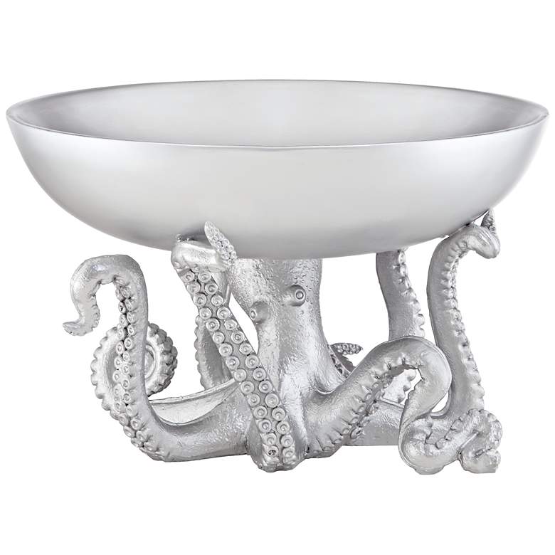 Image 1 Silver Octopus Holding Decorative Bowl Figurine