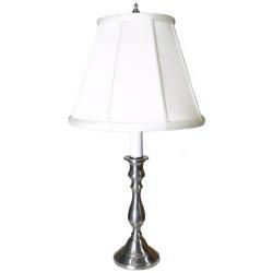 Silver Pewter and White Shade 19&quot; High Traditional Candlestick Lamp