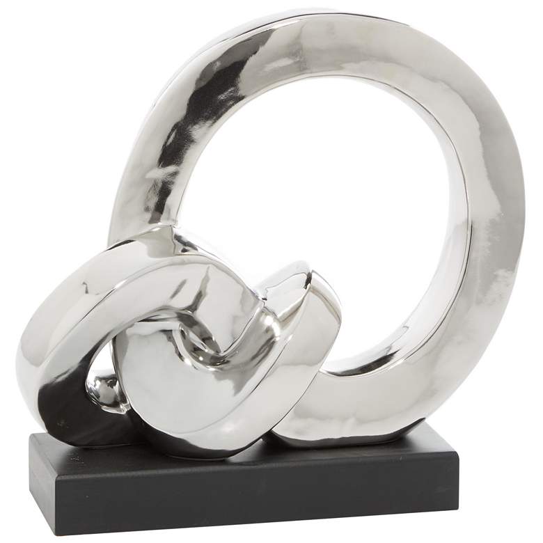 Image 1 Silver Porcelain Ceramic Contemporary Sculpture, 12" x 5" x 12"