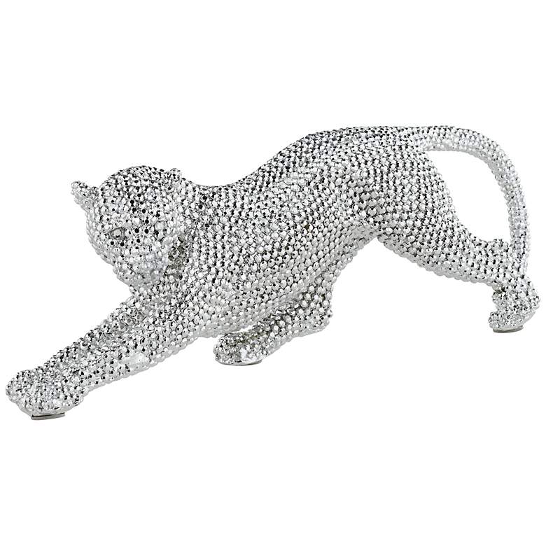Image 1 Silver Prowling Leopard 17 1/2 inch Wide Sculpture