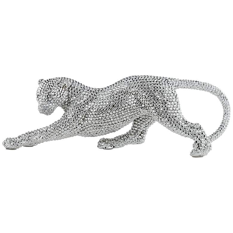 Image 2 Silver Prowling Leopard 17 1/2 inch Wide Sculpture more views