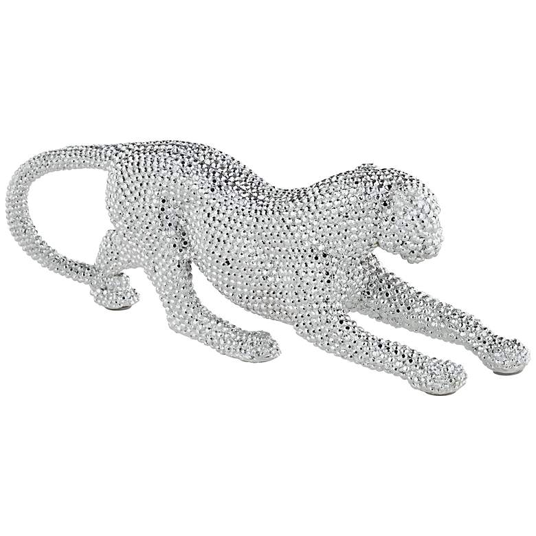 Image 3 Silver Prowling Leopard 17 1/2 inch Wide Sculpture more views