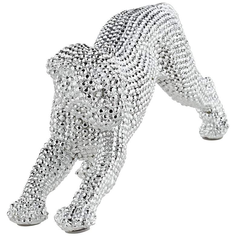 Image 4 Silver Prowling Leopard 17 1/2 inch Wide Sculpture more views