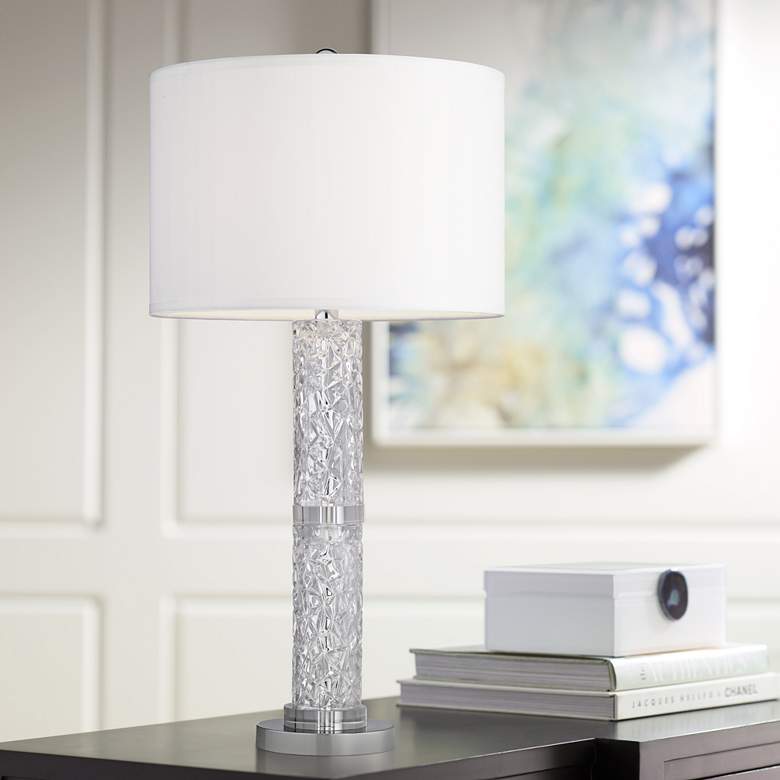 Image 1 Silver Screen Clear Crystal and Acrylic Column Table Lamp