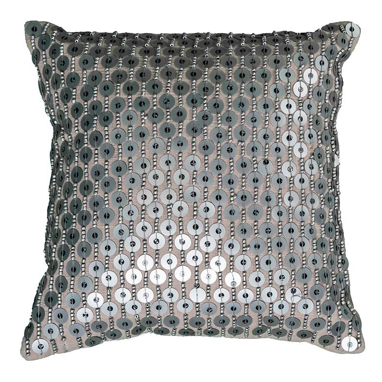 Image 1 Silver Sequin 12 inch Square Decorative Throw Pillow