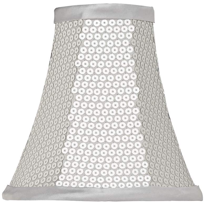 Image 1 Silver Sequin Bell Lamp Shade 3x6x6 (Clip-On)