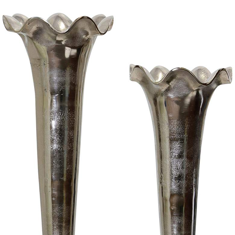 Image 2 Silver - Set Of 2 Cast Aluminum Vases - 32In & 27In Ht. X 12In W. X 12I more views